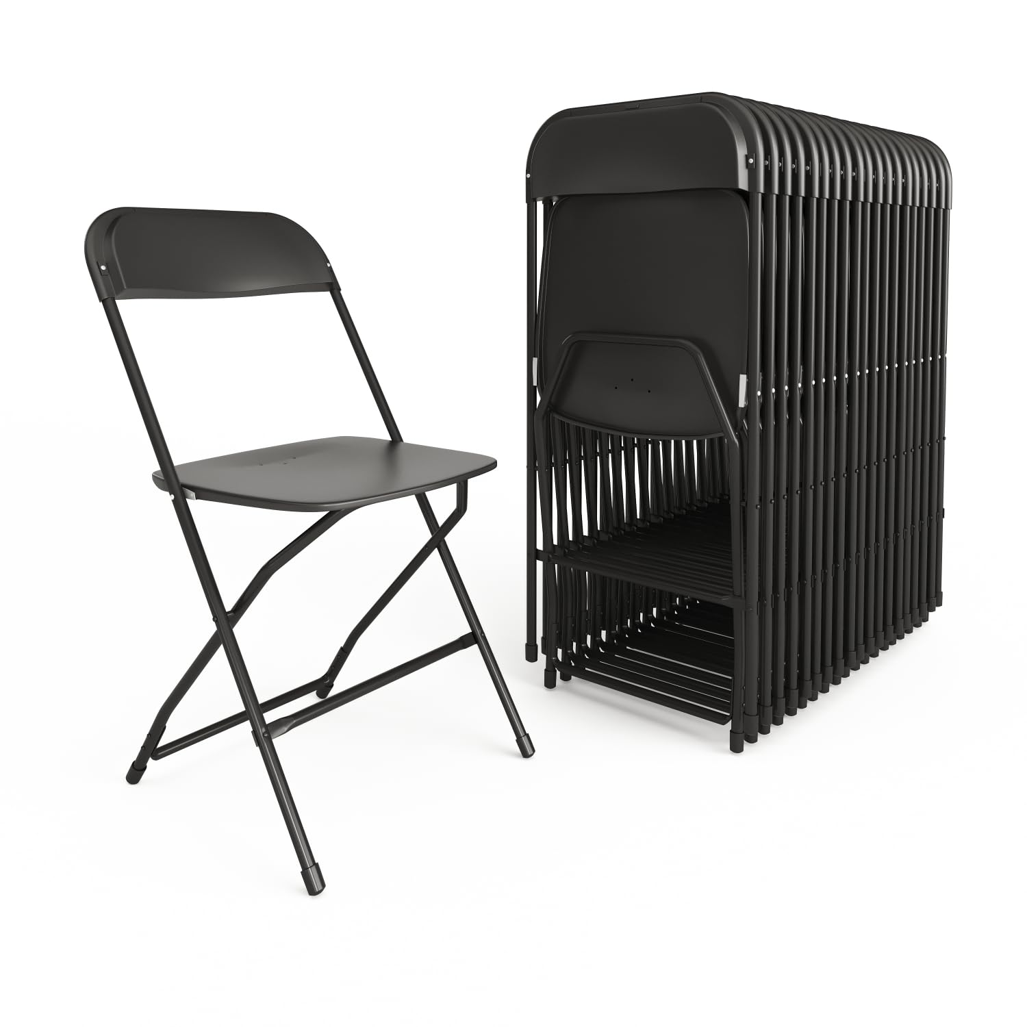 Flash Furniture Hercules Series Plastic Folding Chair - Black - 20 Pack 650Lb Weight Capacity Comfortable Event Chair-Lightweight Folding Chair